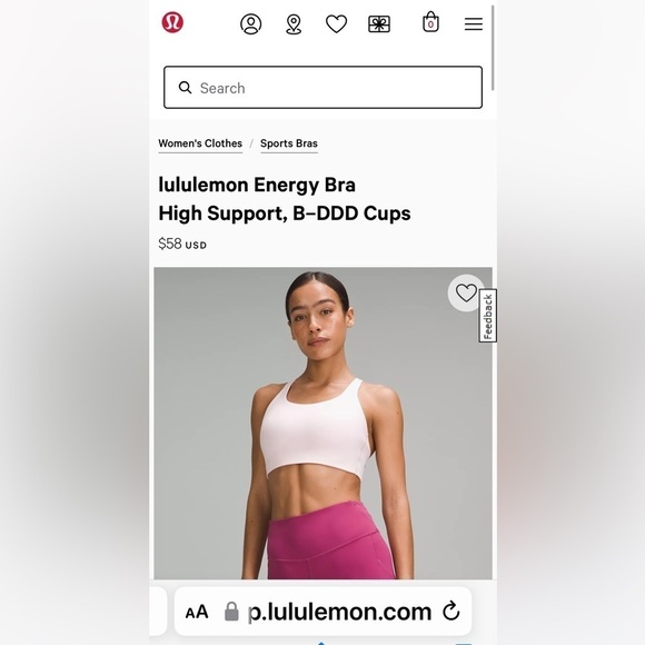 💓LULULEMON ENERGY HIGH SUPPORT SPORTS BRA STRAWBERRY MILKSHAKE PINK 38 DD💓 - Picture 5 of 12